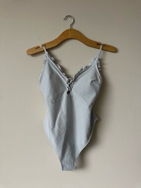 H&M Women’s Dainty Blue and White Striped One-Piece
